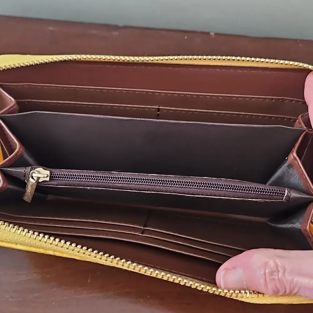 Yellow Ostrich Pattern Wristlet Wallet/Clutch